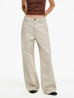 High-Waisted Wide-Leg Cotton Trousers