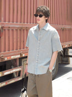 Washed Denim Short Sleeve Shirt
