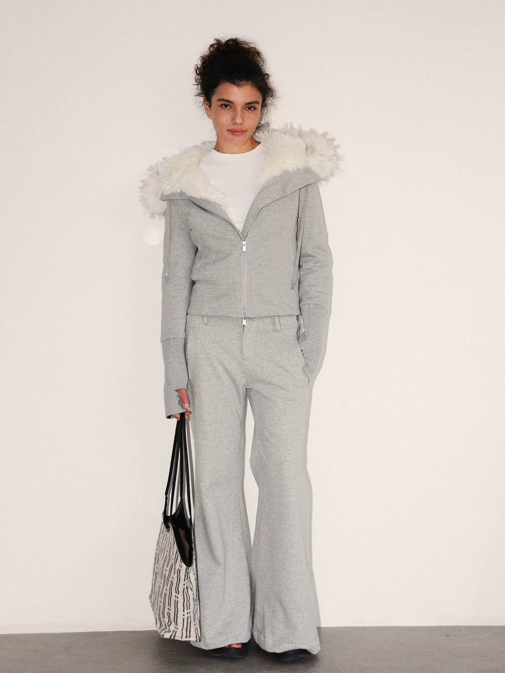 Low-Rise Flared Knit Trousers