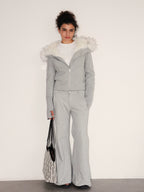 Low-Rise Flared Knit Trousers