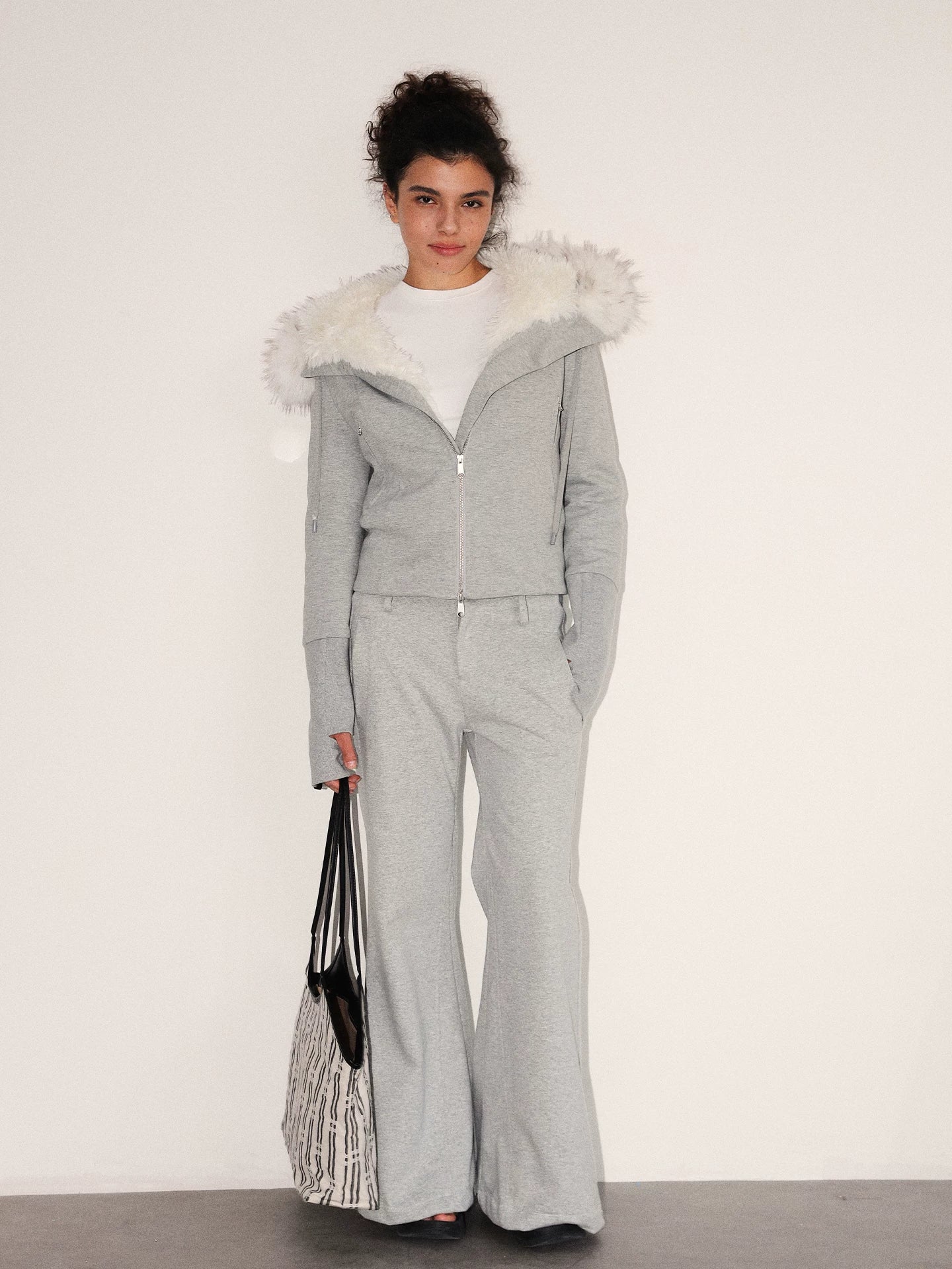 Low-Rise Flared Knit Trousers