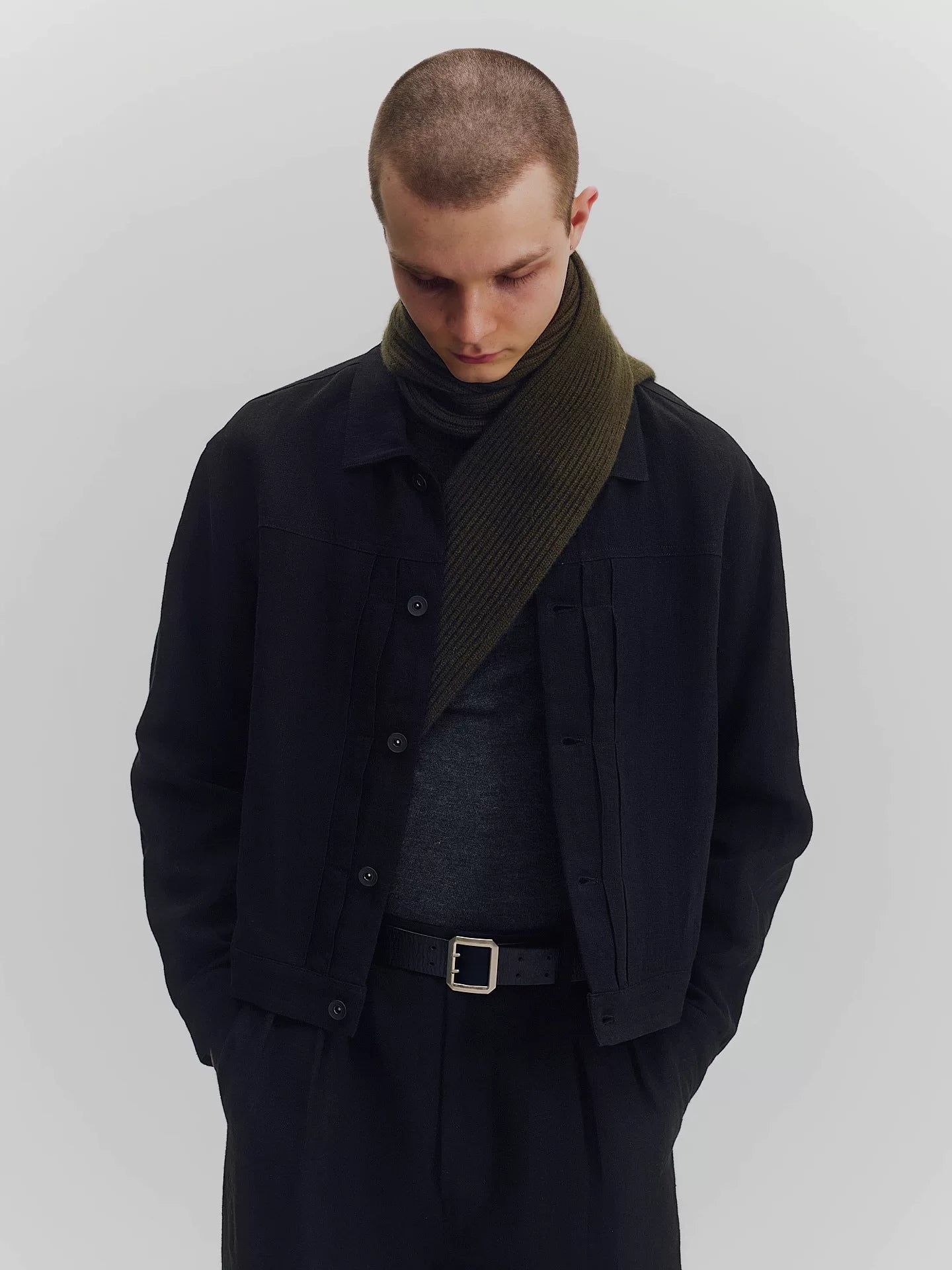 Linen Cropped Work Jacket