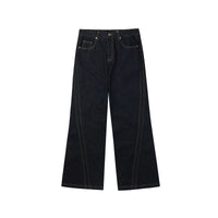 Bias-Cut Raw Denim Flared Jeans