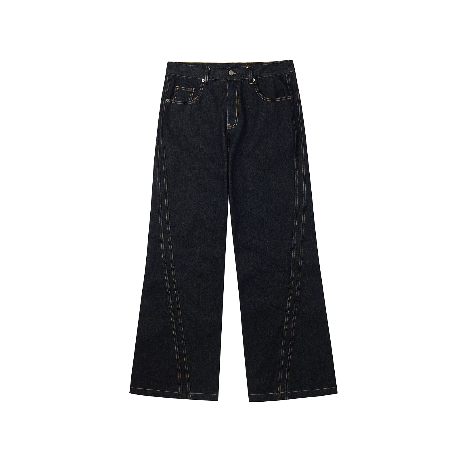 Bias-Cut Raw Denim Flared Jeans