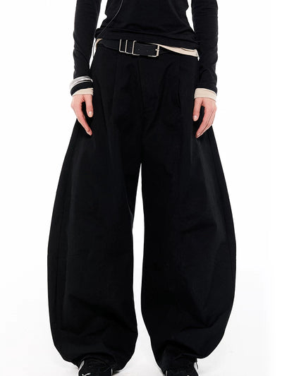 Pleated Cocoon Wide-Leg Trousers