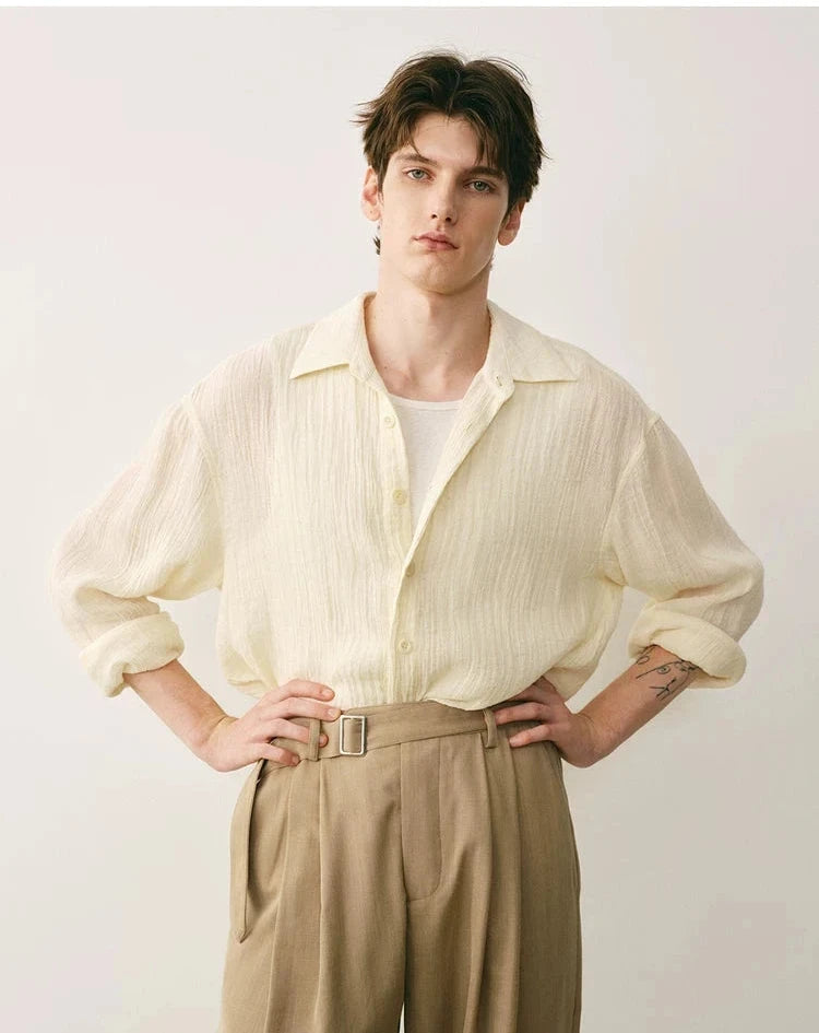 Cotton Ramie Blend Relaxed Shirt