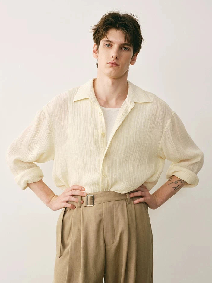 Cotton Ramie Blend Relaxed Shirt