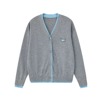 Embroidered Wool Blend V-Neck Cardigan
