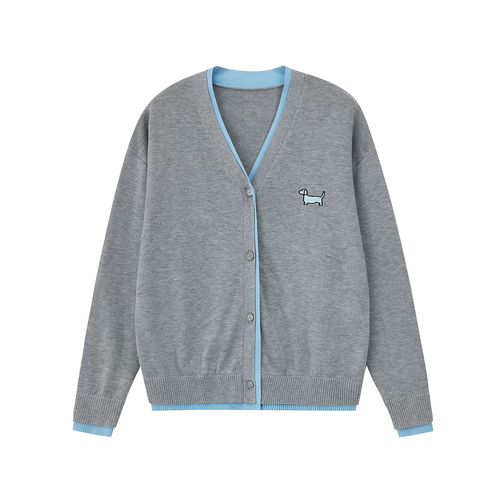 Embroidered Wool Blend V-Neck Cardigan