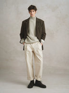 Herringbone Wool Blend Oversized Blazer