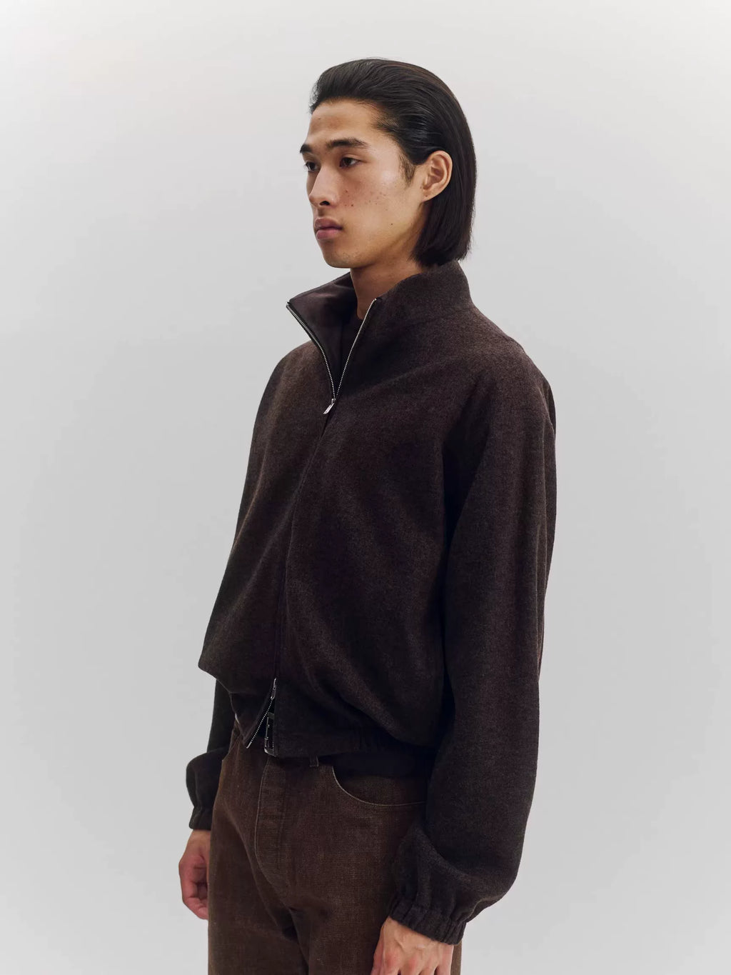 Wool Blend Zip-Up Jacket