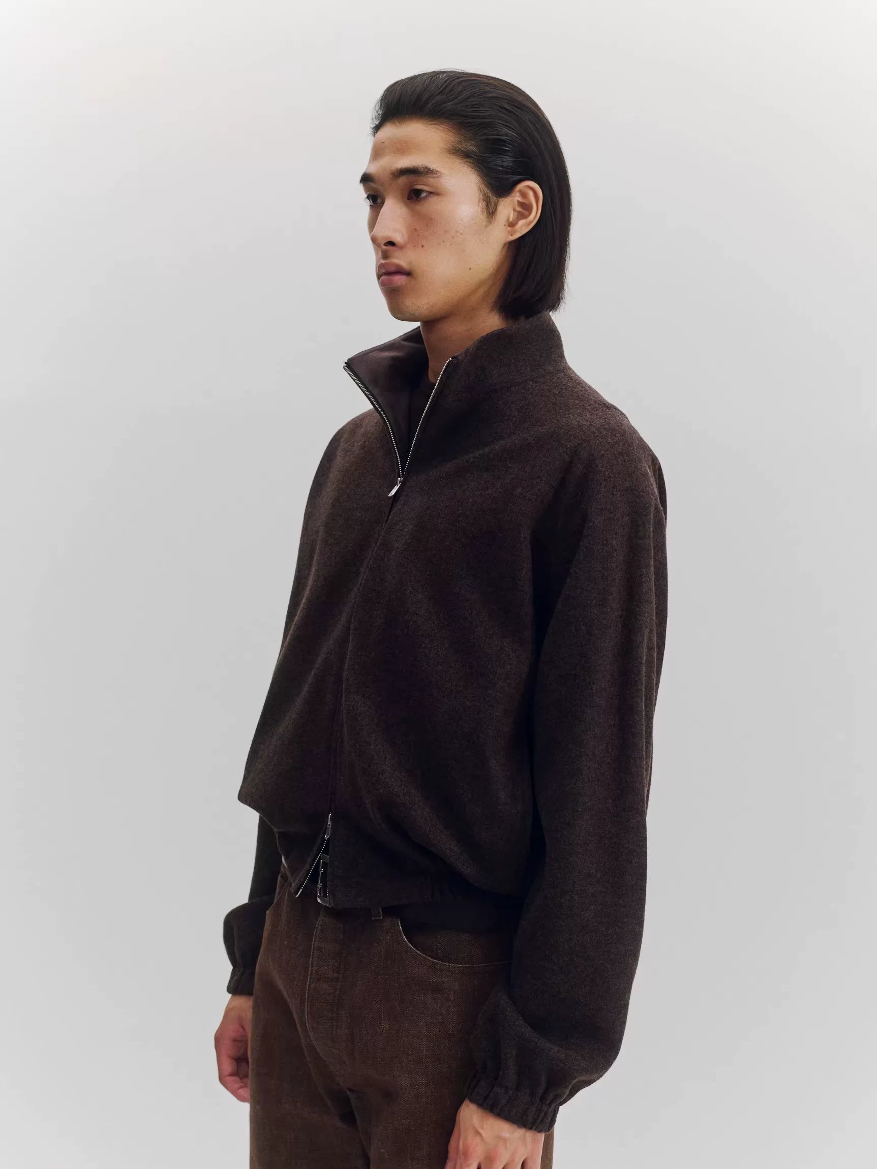 Wool Blend Zip-Up Jacket