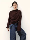 Earth Echo Asymmetric Pleated Knit Top