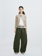 Fringed Wool Blend Tie-Front Cardigan