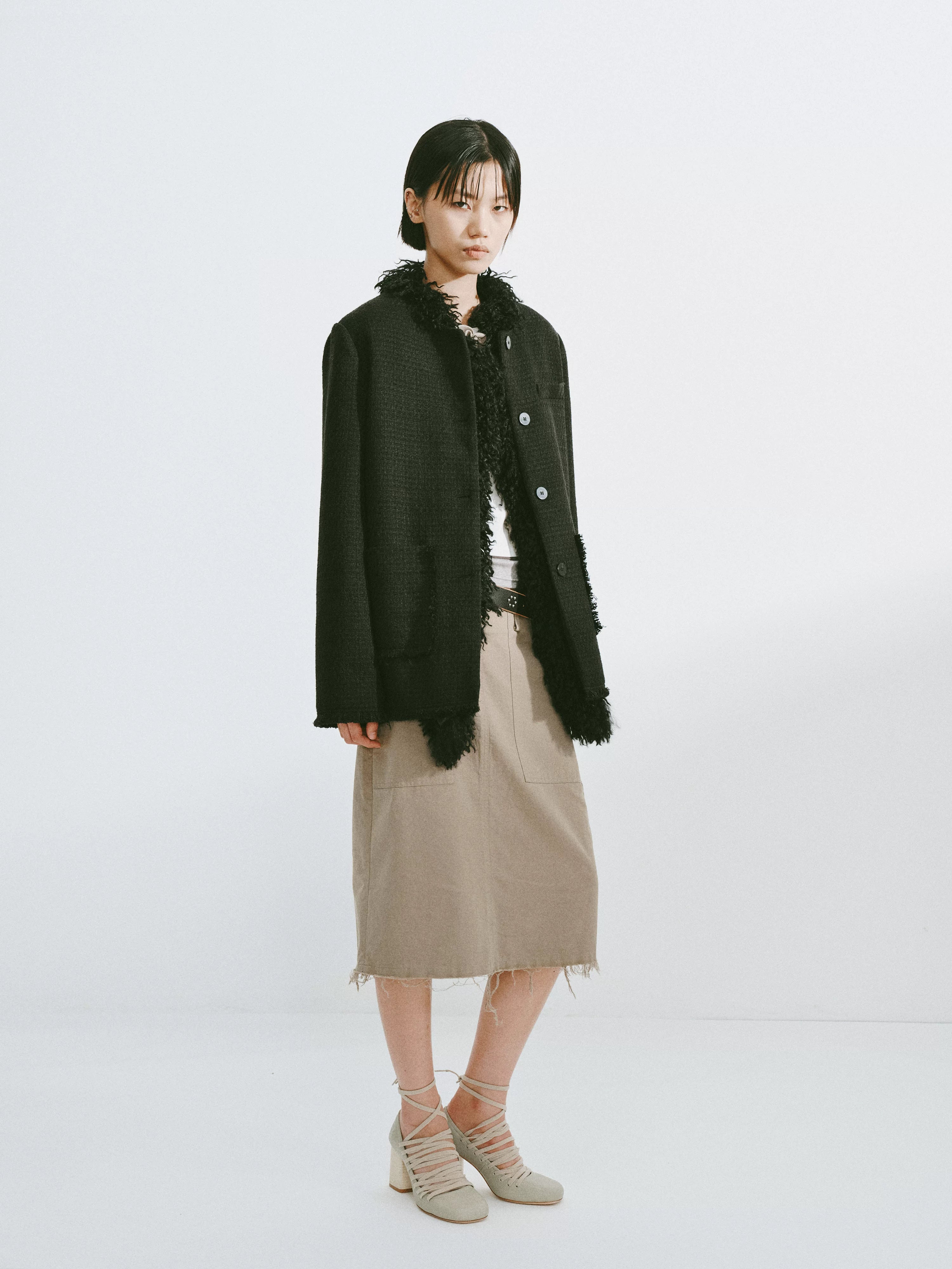 Faux Fur Trim Tweed Jacket