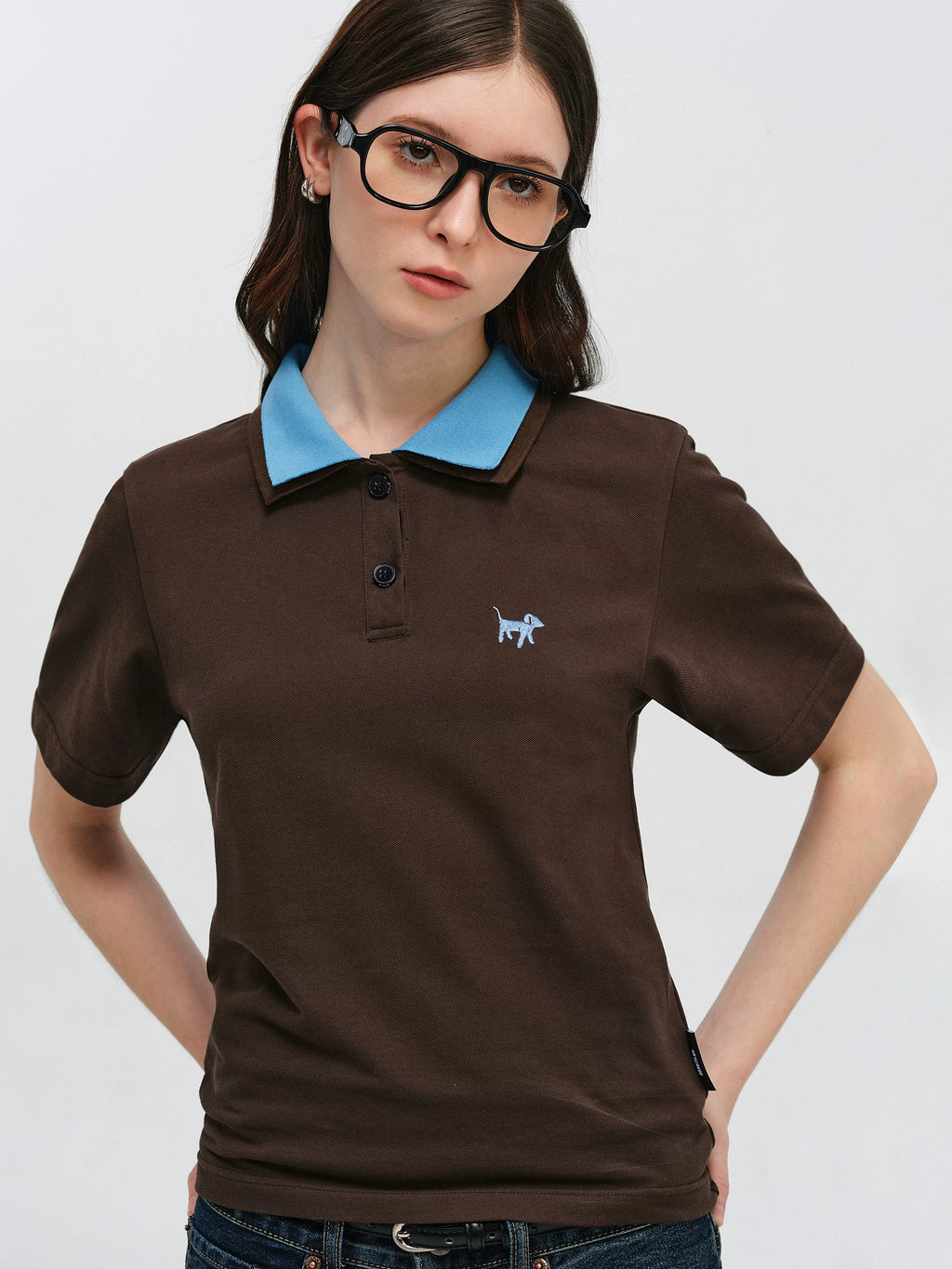 Contrast Collar Slim Polo Shirt