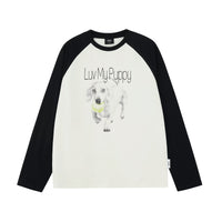 Puppy Graphic Raglan Long-Sleeve Tee