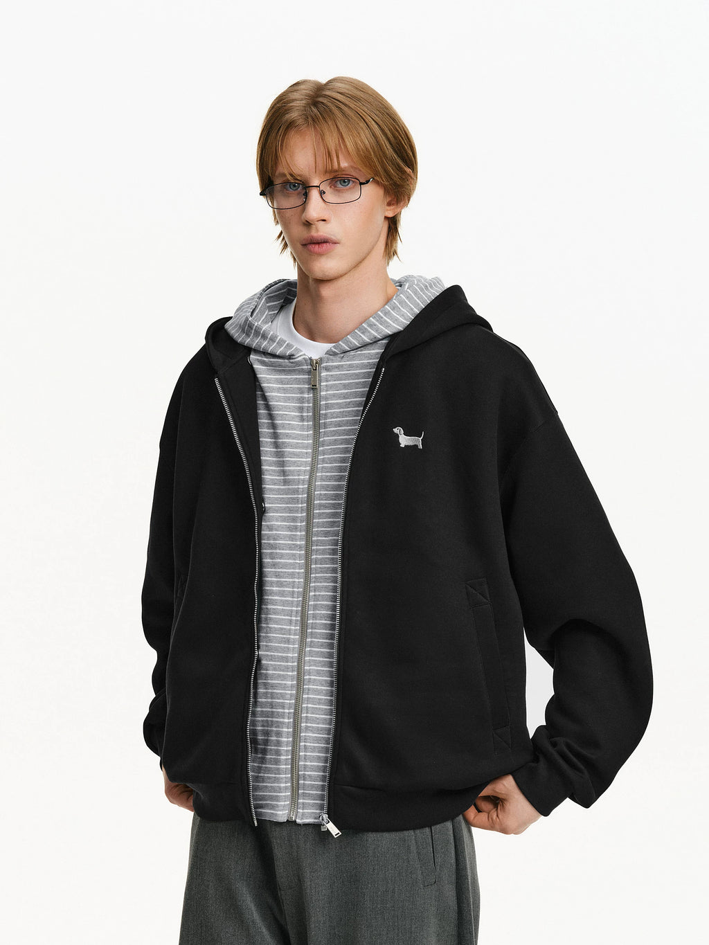 Detachable Layered Zip-Up Hoodie