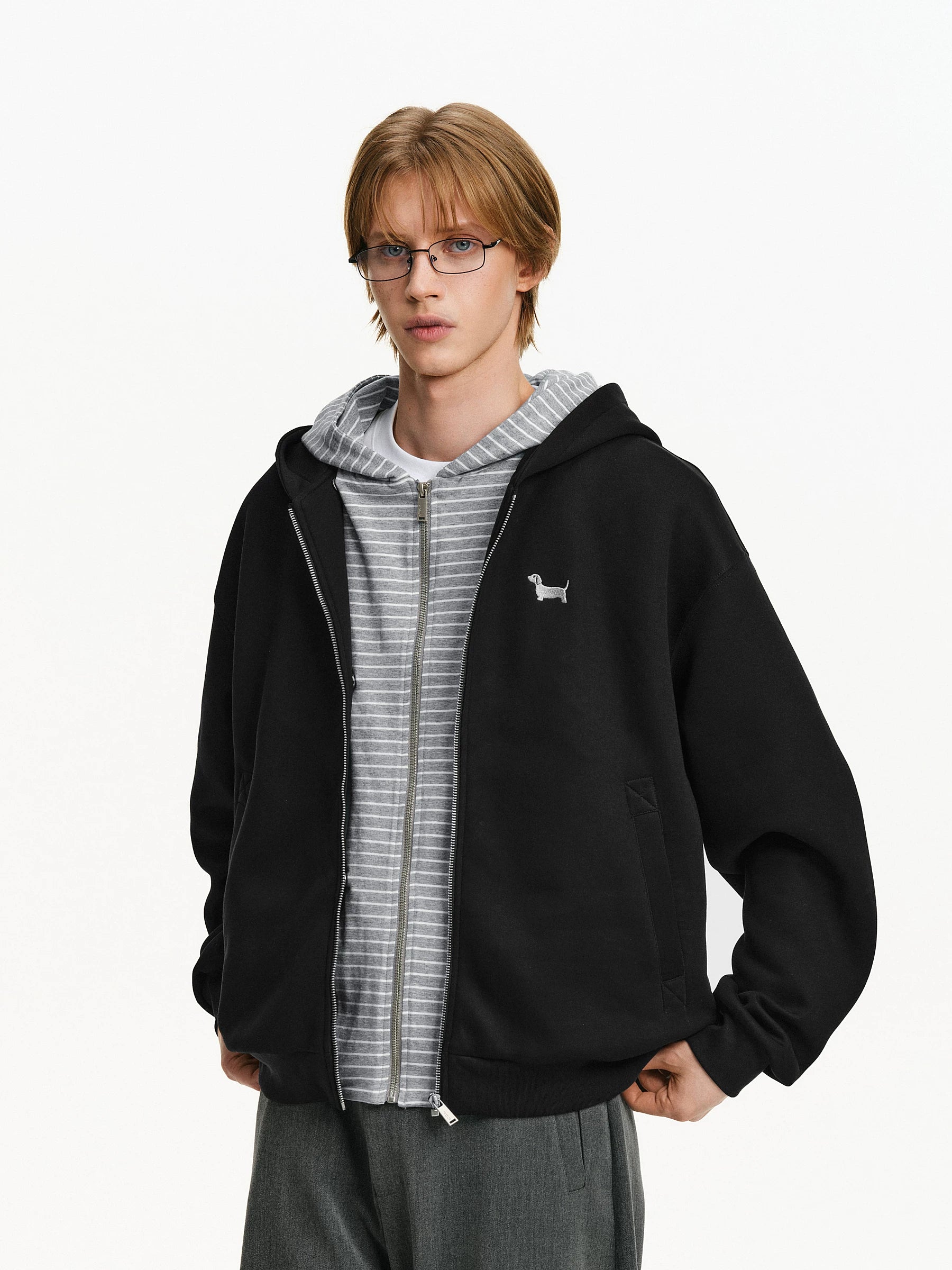 Detachable Layered Zip-Up Hoodie