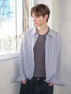 Textured Oversized Button-Down Shirt