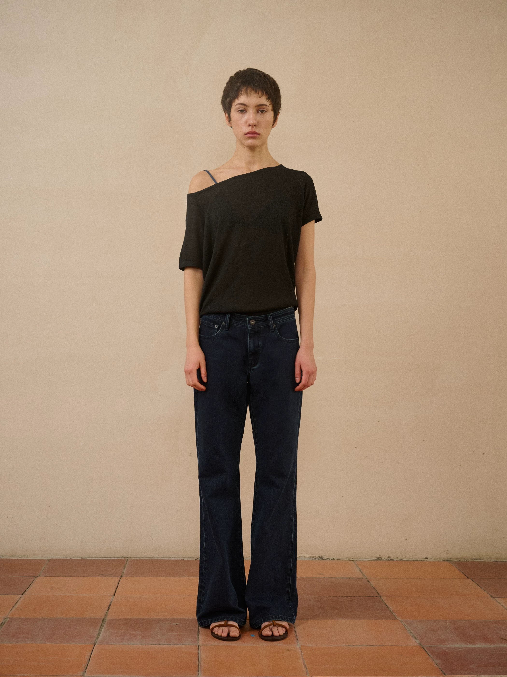 Linen Loop Yarn Off-Shoulder Top