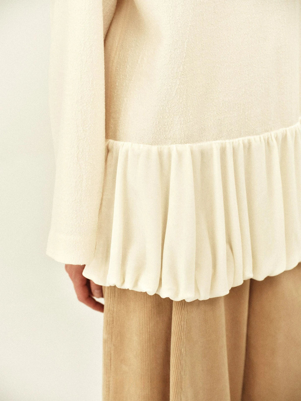 Wool And Silk Pleated Hem Top