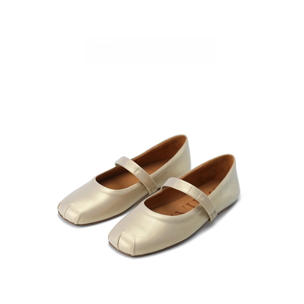 Eira Square-Toe Leather Ballet Flats