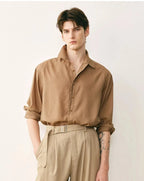 Silk Blend Textured Button-Down Shirt
