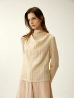 Almond Gauze Swing Collar Top