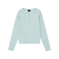 Contrast Stitch Henley Long-Sleeve Top