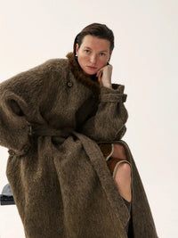 Oversized Mohair Blend Belted Coat
