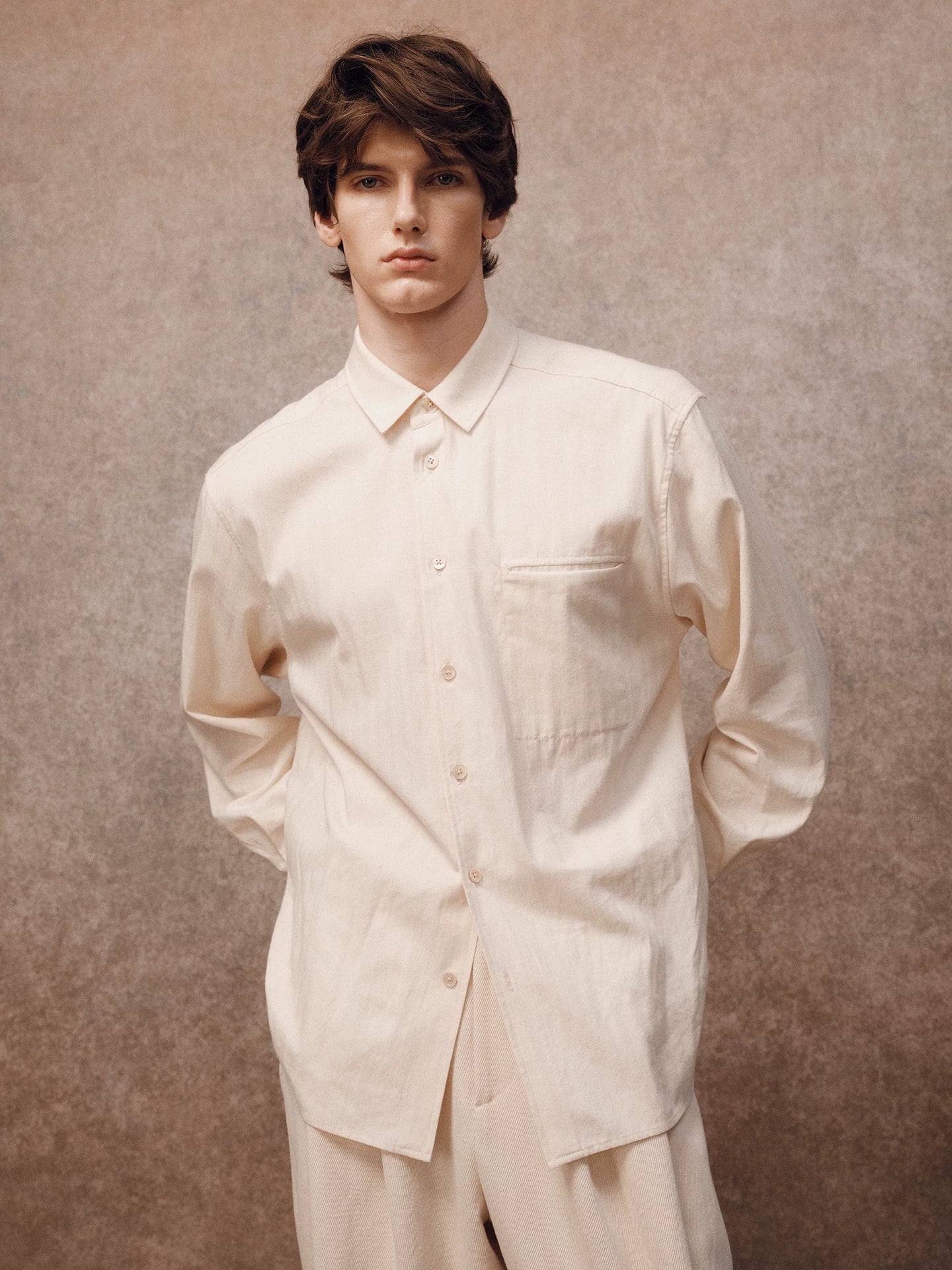 Herringbone Cotton Button-Down Shirt