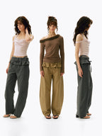 Tie-Waist Wide-Leg Trousers