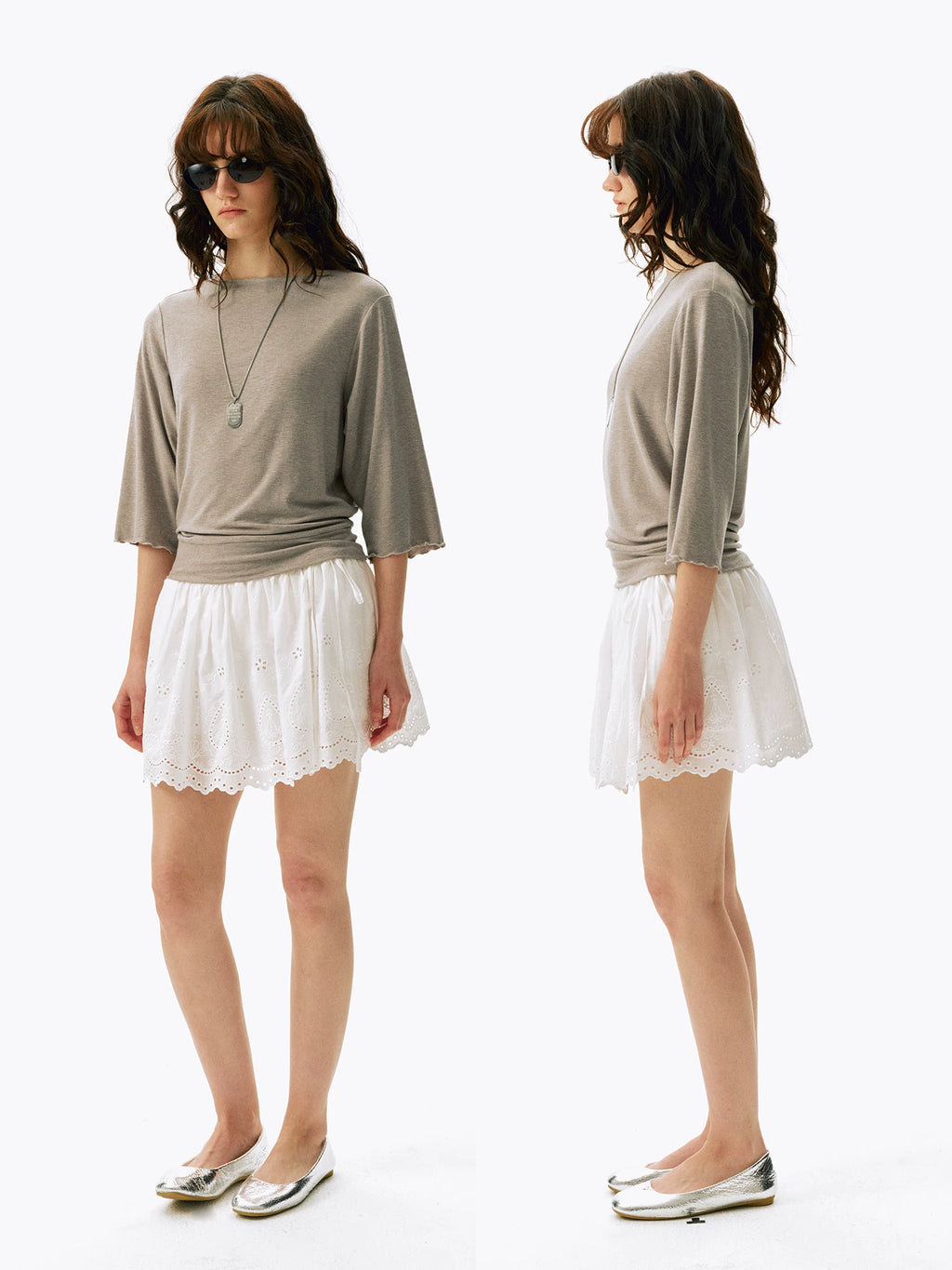 Embroidered Eyelet Lace Mini Skirt