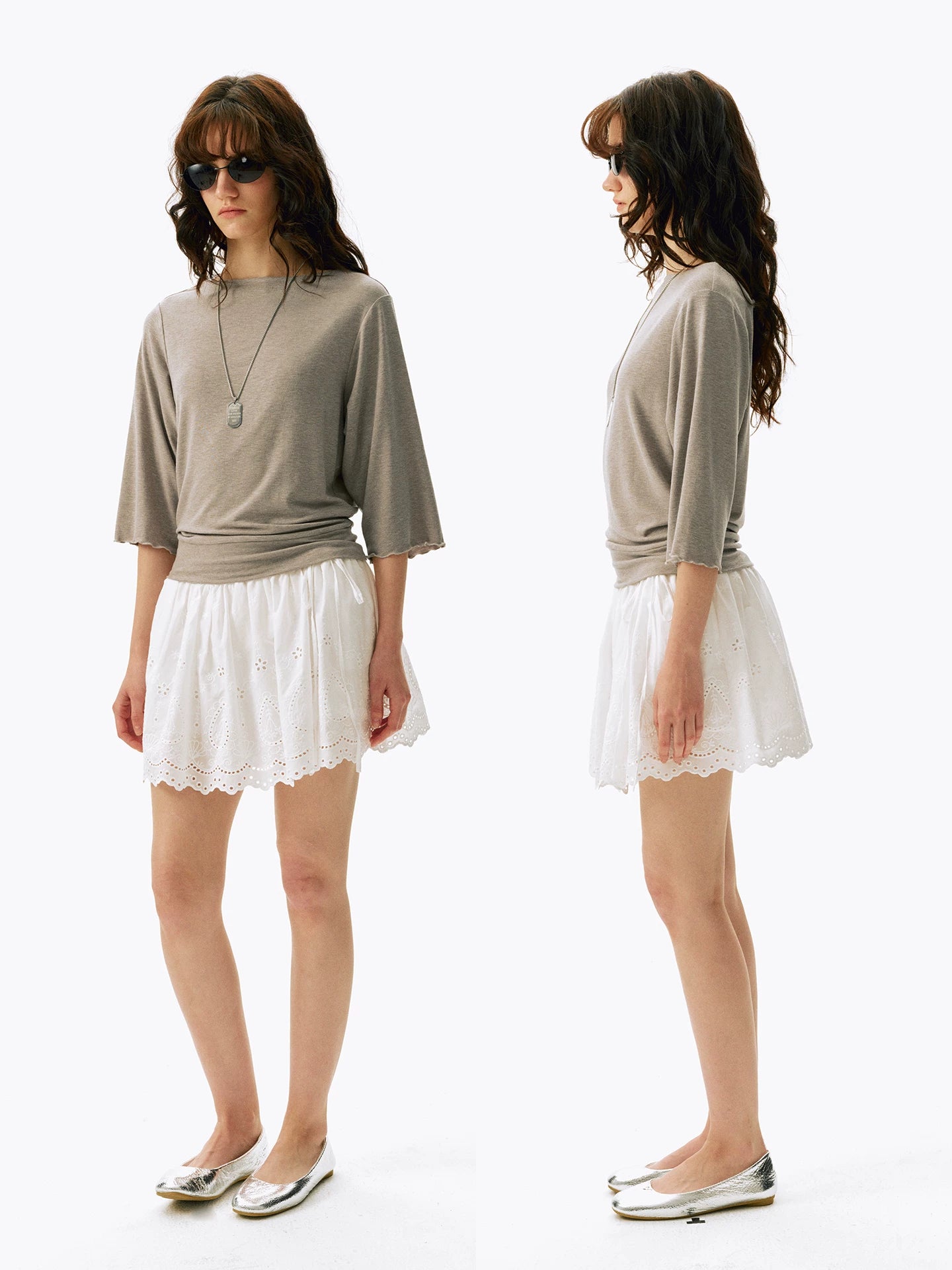 Embroidered Eyelet Lace Mini Skirt