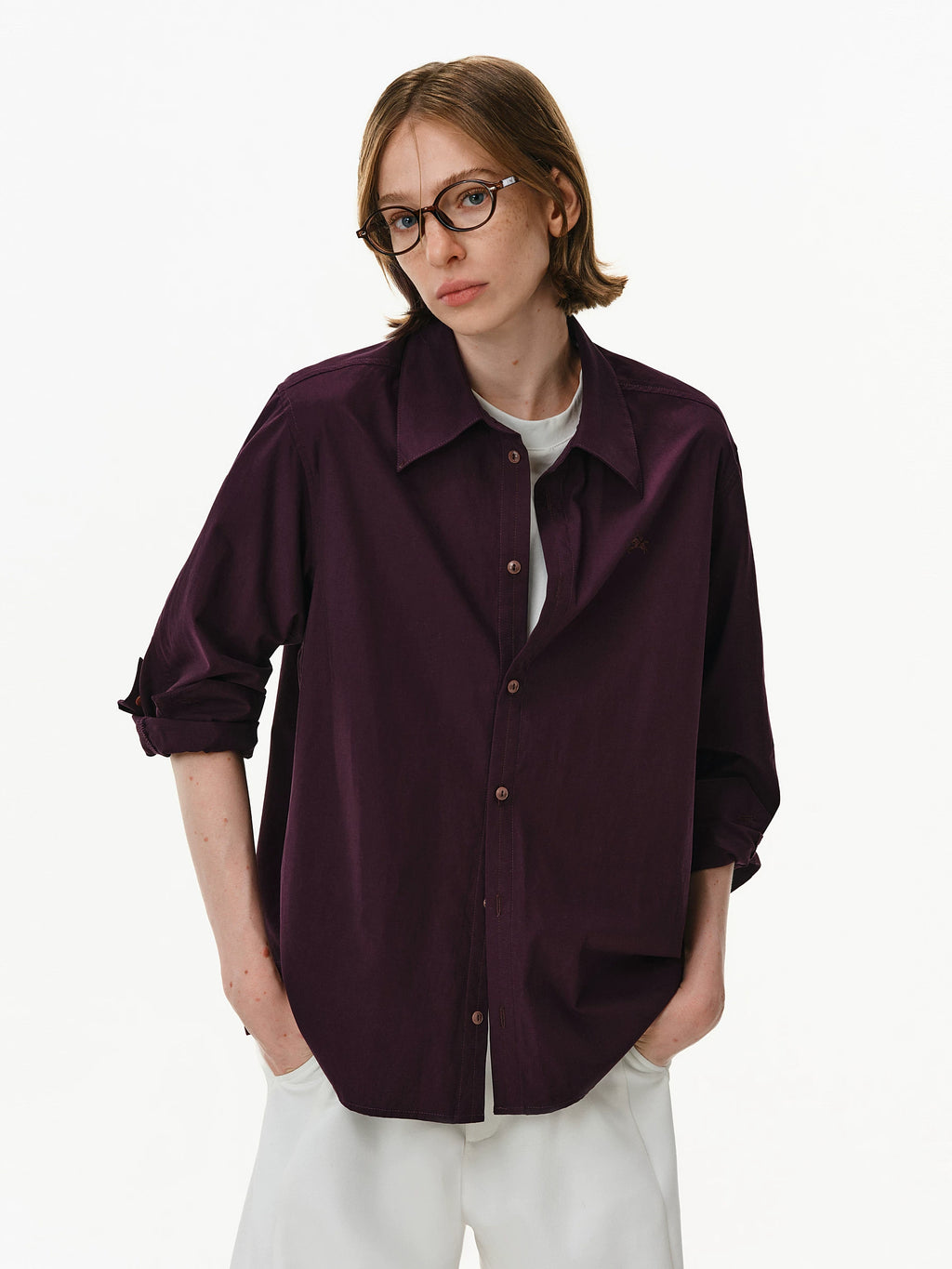 Lyocell Cotton Embroidered Button-Down Shirt