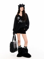 Asymwe Oversized V-Neck Graphic Jersey
