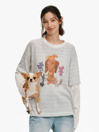 Striped Graphic Layered Long-Sleeve Tee