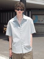 Washed Denim Short Sleeve Shirt