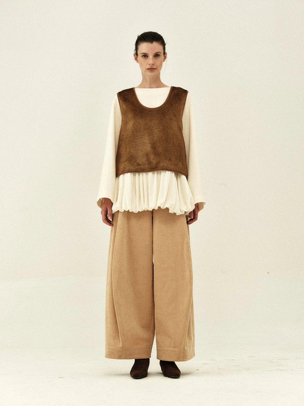 Wool And Silk Pleated Hem Top