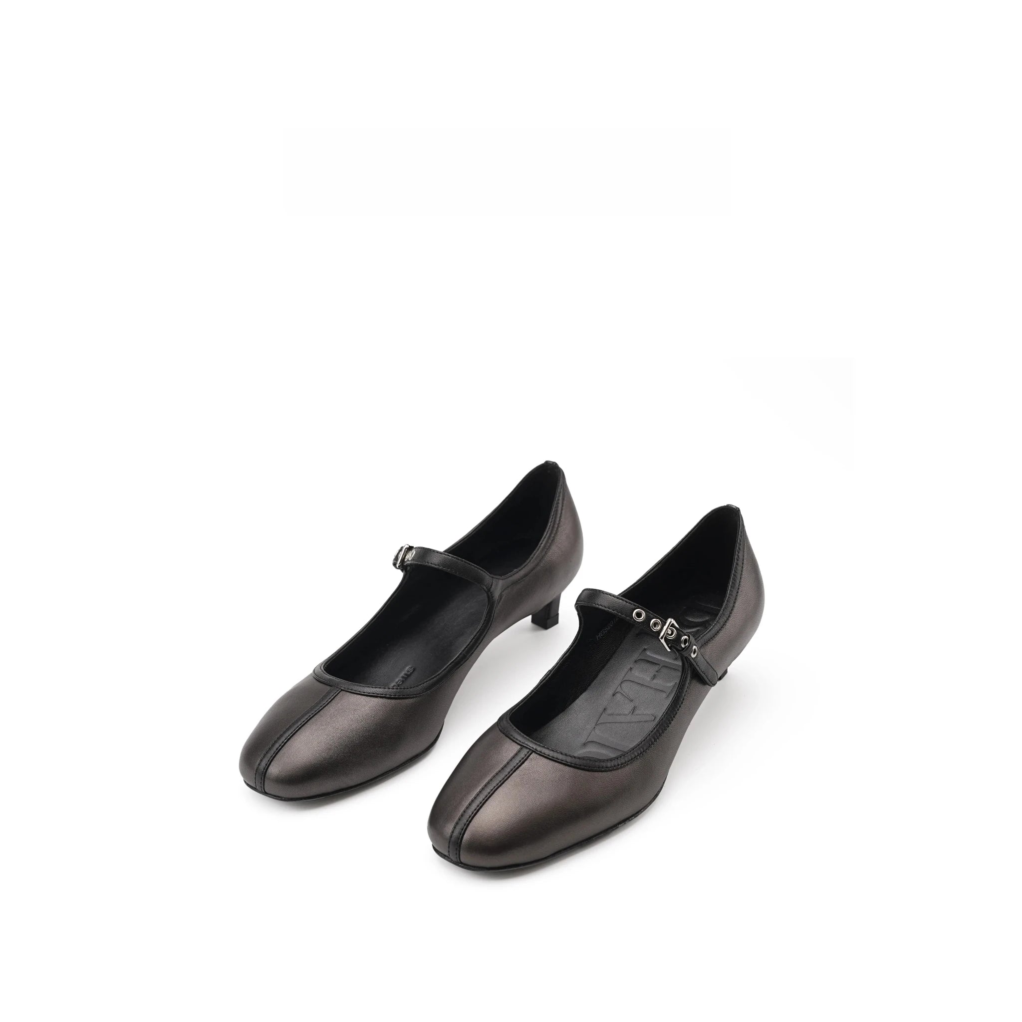 Metallic Lambskin Mary Jane Kitten Heels
