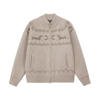 Fair Isle Dachshund Zip-Up Sweater
