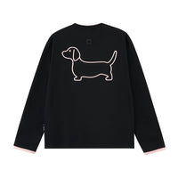 Embroidered Dachshund Graphic Long-Sleeve Tee