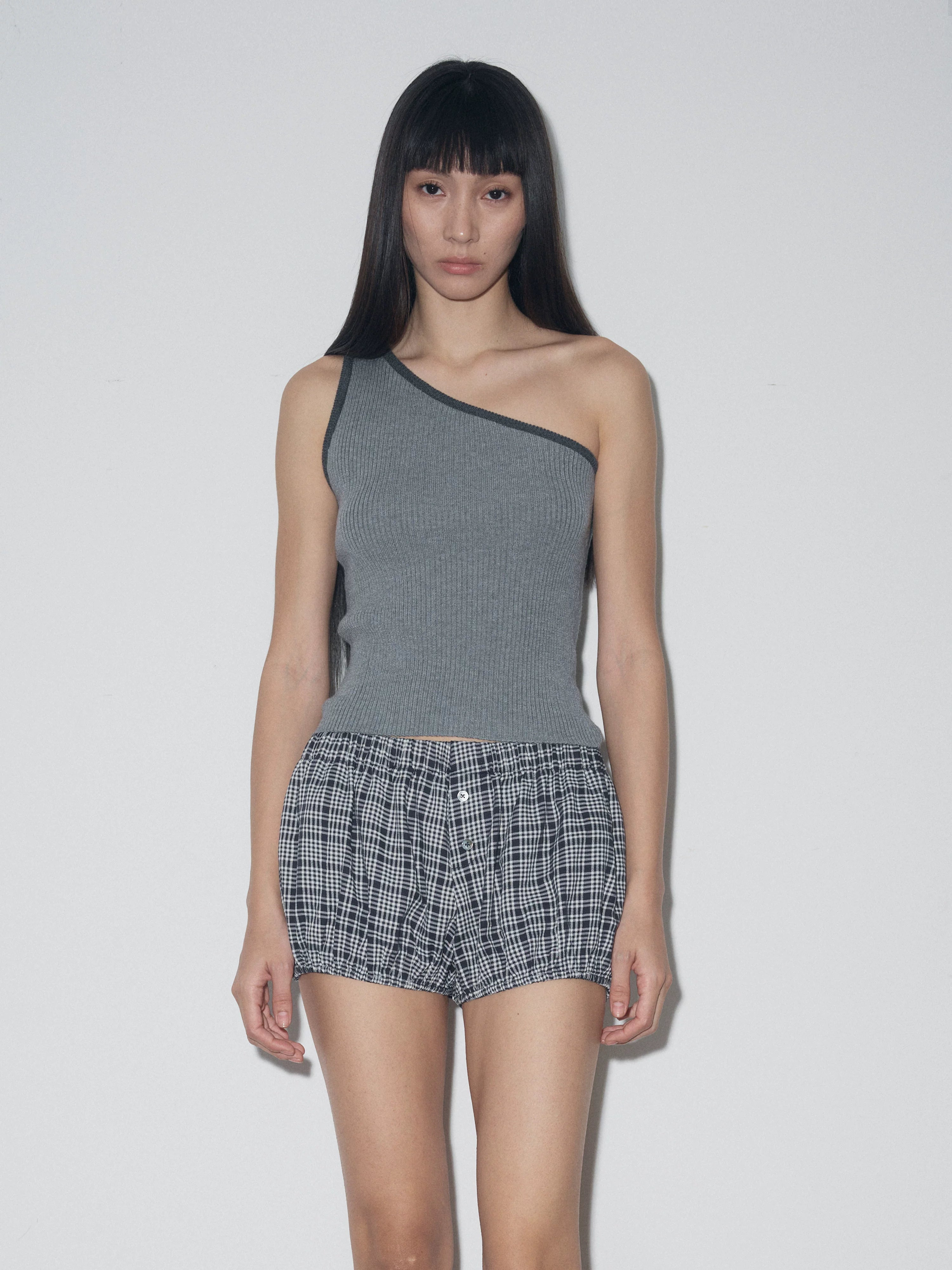 Asymmetrical Ribbed Knit Tank