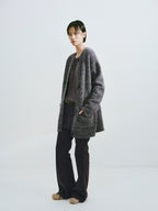 Textured Wool-Blend Loop Yarn Cardigan