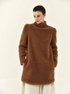 Wool Shearling High-Neck Coat