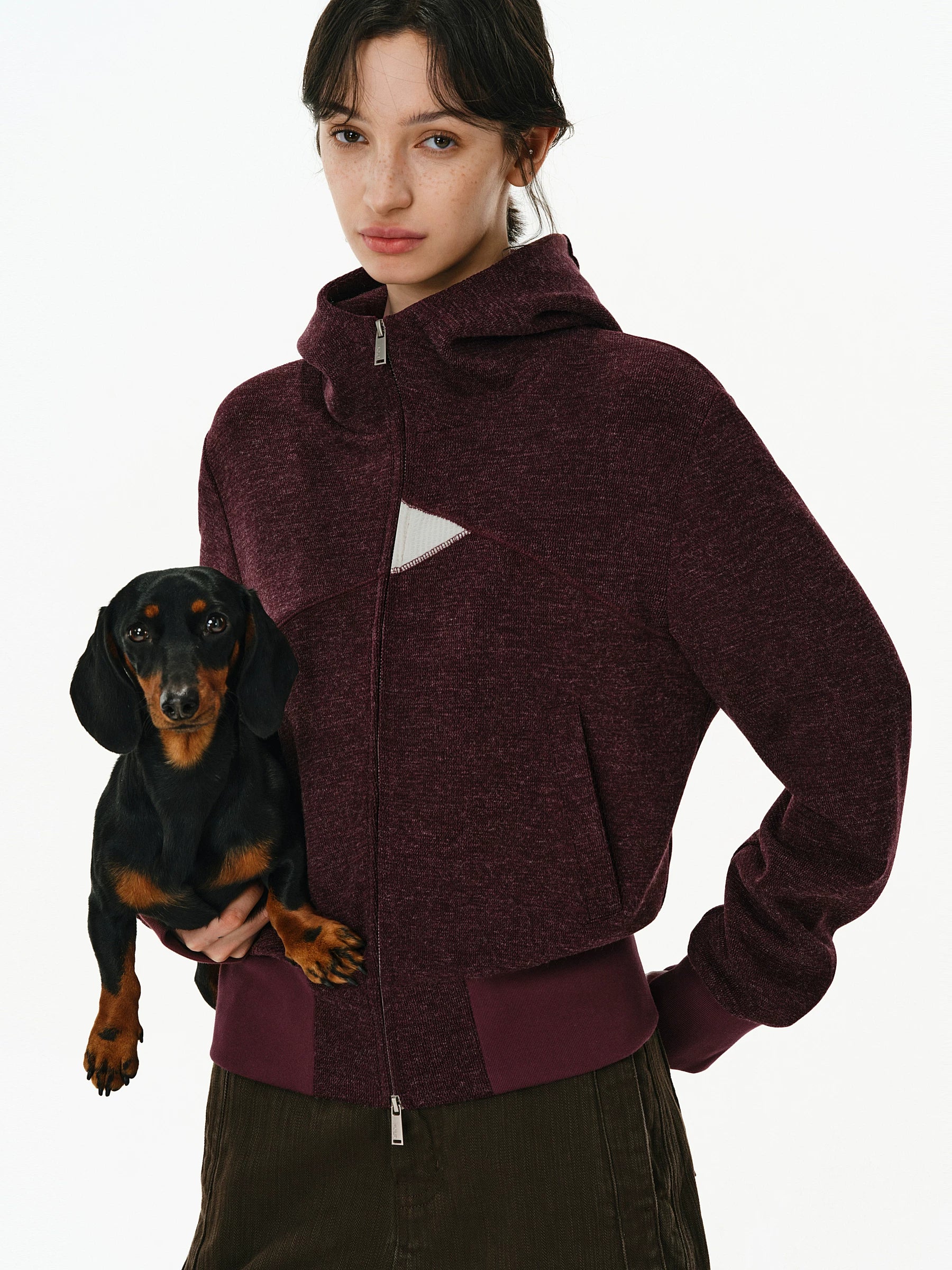 Color-Block Hooded Zip Jacket