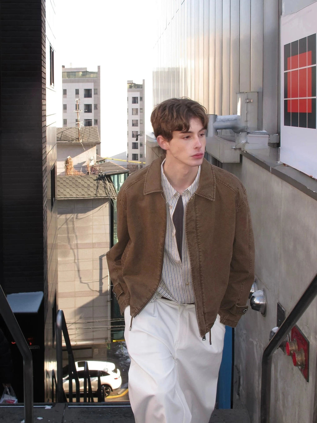 Washed Cotton Canvas Utility Jacket