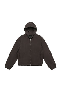 Wool Blend Full-Zip Hooded Jacket