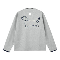 Embroidered Dachshund Graphic Long-Sleeve Tee